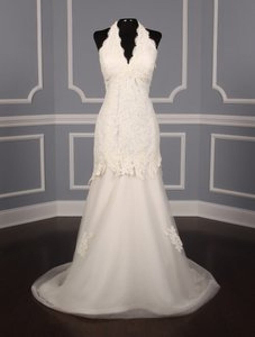 JUSTINA ATELIER Bridal Penny Lace Halter Sleeveless Ivory Wedding Dress Gown 8